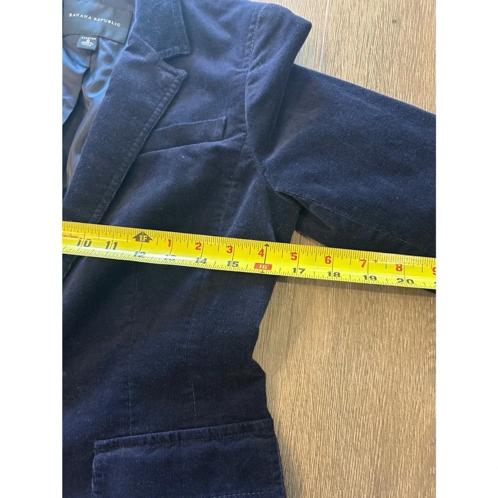 Banana‎ Republic Womens Navy Blue Corduroy Stretch Blazer Jacket Size 8 Button